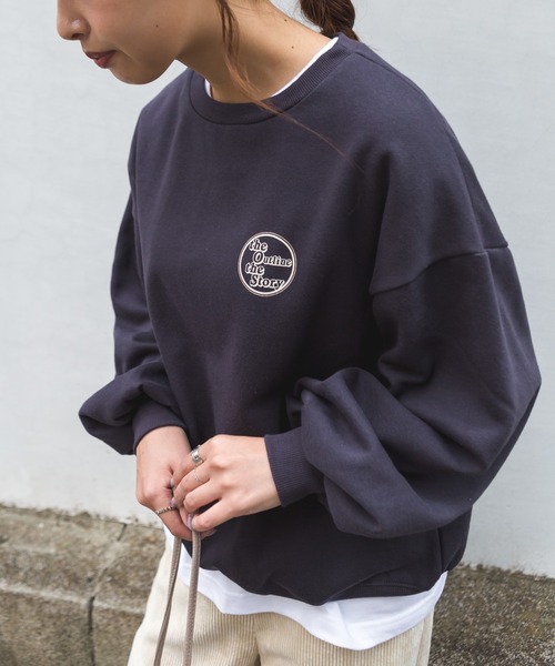SpRay(スプレイ)の「裏起毛BACKサークルロゴプルオーバー(Tシャツ/カットソー・レディース・チャコールグレー/グレイッシュベージュ/ライトグリーン/ブルー・FREE)」の11枚目の写真