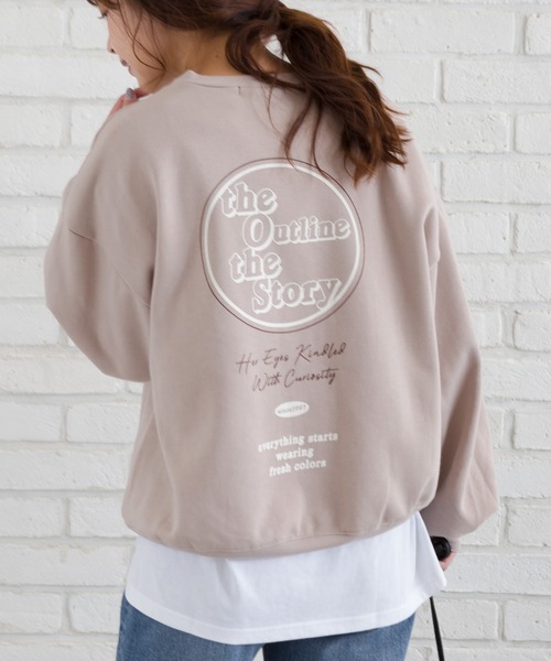 SpRay(スプレイ)の「裏起毛BACKサークルロゴプルオーバー(Tシャツ/カットソー・レディース・チャコールグレー/グレイッシュベージュ/ライトグリーン/ブルー・FREE)」の15枚目の写真