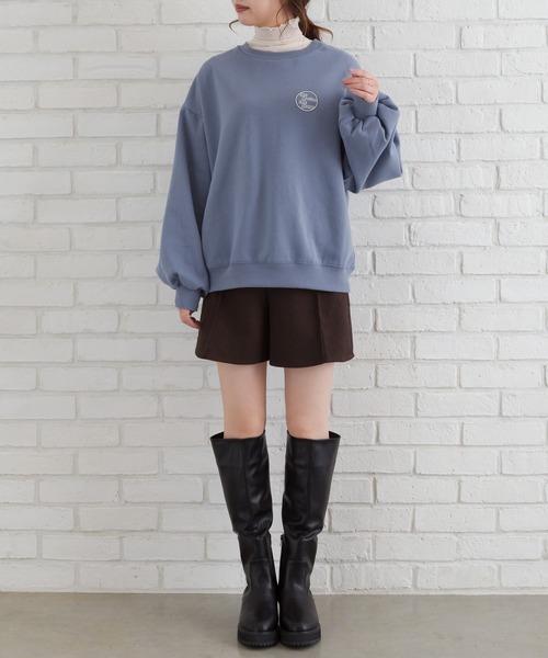 SpRay(スプレイ)の「裏起毛BACKサークルロゴプルオーバー(Tシャツ/カットソー・レディース・チャコールグレー/グレイッシュベージュ/ライトグリーン/ブルー・FREE)」の16枚目の写真