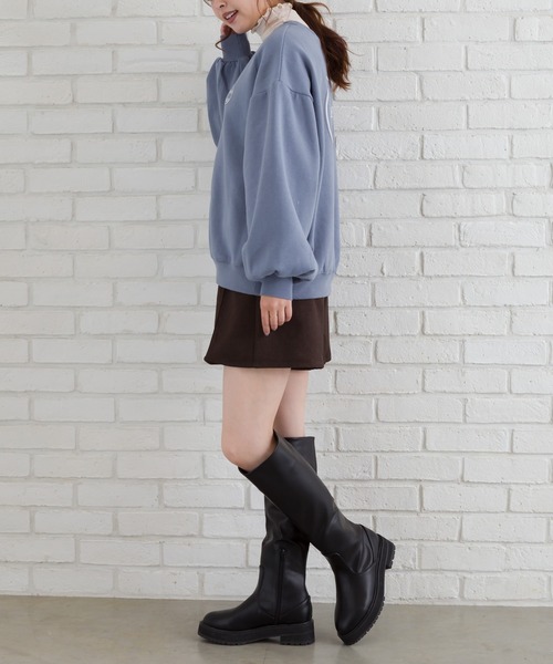 SpRay(スプレイ)の「裏起毛BACKサークルロゴプルオーバー(Tシャツ/カットソー・レディース・チャコールグレー/グレイッシュベージュ/ライトグリーン/ブルー・FREE)」の17枚目の写真