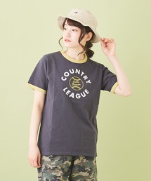 CUBE SUGAR（キューブシュガー）の「スラブ天竺 カレッジプリント リンガーTシャツ（Tシャツ/カットソー）」