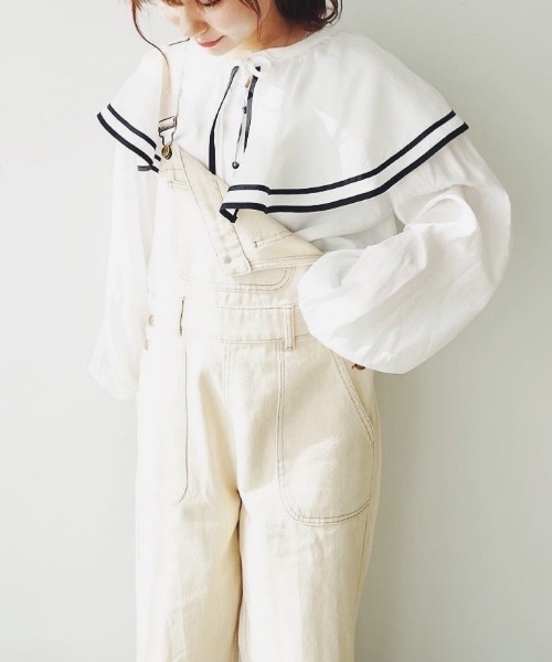 moi tytto（モイテュット）の「パイピングセーラー襟ブラウス（シャツ/ブラウス・レディース・ホワイト/ベージュ・FREE）」の16枚目の写真