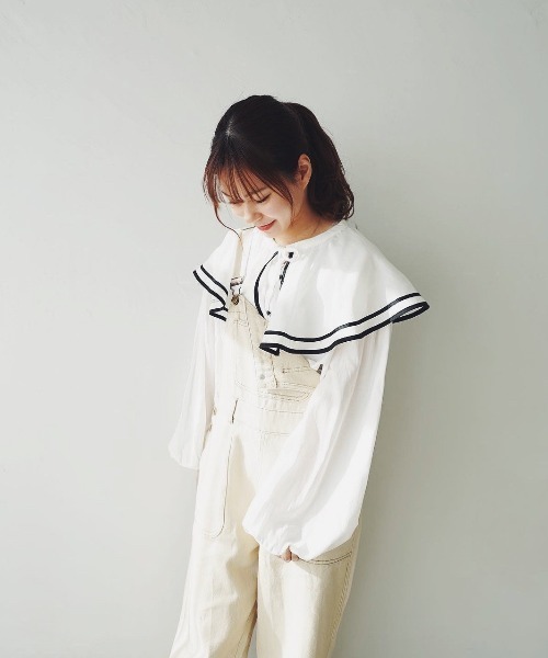 moi tytto（モイテュット）の「パイピングセーラー襟ブラウス（シャツ/ブラウス・レディース・ホワイト/ベージュ・FREE）」の19枚目の写真