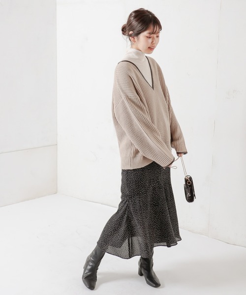 natural couture(ナチュラルクチュール)の「パイピングニット(ニット/セーター・レディース・ベージュ/ブラウン/ミント・FREE)」の10枚目の写真