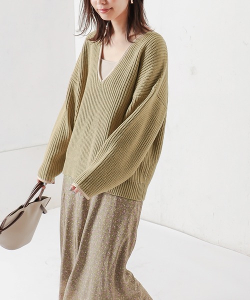 natural couture(ナチュラルクチュール)の「パイピングニット(ニット/セーター・レディース・ベージュ/ブラウン/ミント・FREE)」の11枚目の写真