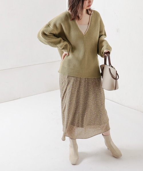 natural couture(ナチュラルクチュール)の「パイピングニット(ニット/セーター・レディース・ベージュ/ブラウン/ミント・FREE)」の14枚目の写真