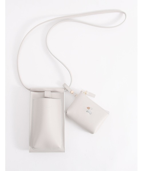 POU DOU DOU（プードゥドゥ）の「チャームポーチ付きスクエアポシェット（ショルダーバッグ・レディース・ライトブルー/ブラック/グレー系その他・8）」の16枚目の写真