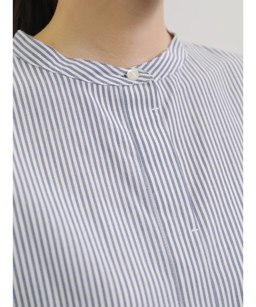 AMERICAN HOLIC（アメリカンホリック）の「スタンドカラー比翼シャツチュニック　＊●（シャツ/ブラウス・レディース・オフホワイト/ピンク/ベージュ/ストライプ/チェック・FREE）」の6枚目の写真