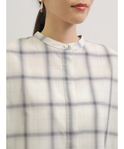 AMERICAN HOLIC（アメリカンホリック）の「スタンドカラー比翼シャツチュニック　＊●（シャツ/ブラウス・レディース・オフホワイト/ピンク/ベージュ/ストライプ/チェック・FREE）」の8枚目の写真