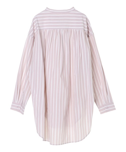 AMERICAN HOLIC（アメリカンホリック）の「スタンドカラー比翼シャツチュニック　＊●（シャツ/ブラウス・レディース・オフホワイト/ピンク/ベージュ/ストライプ/チェック・FREE）」の11枚目の写真