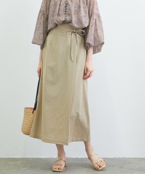 VIS（ビス）の「【WEB限定】リネンライクサイドリボンラップスカート（スカート・レディース・ブラック/ベージュ/キナリ・S/M）」の3枚目の写真