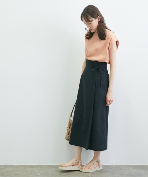 VIS（ビス）の「【WEB限定】リネンライクサイドリボンラップスカート（スカート・レディース・ブラック/ベージュ/キナリ・S/M）」の5枚目の写真