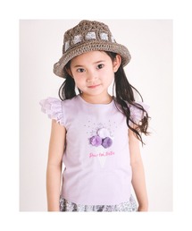 BeBe（ベベ）の「BeBe/袖スカラップレースフラワーブーケリボンTシャツ（80～140cm）（Tシャツ/カットソー・キッズ）」