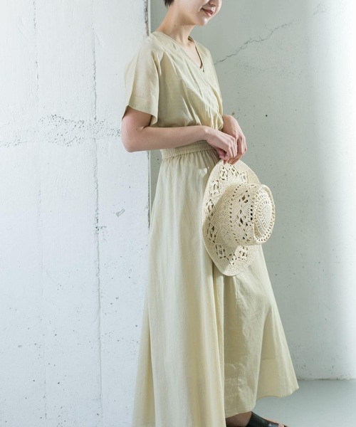 未使用 BEIGE ベイジ カシュクール　ロングスリーブワンピース　ミモレ丈 ベイジ BEIGE, カシュクールワンピース サイズ2 未使用 BEIGE ベイジ