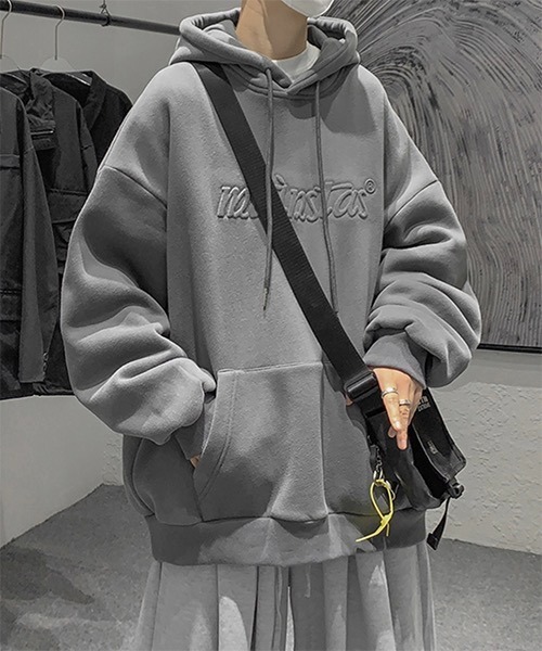 WESTBOY（ウエストボーイ）の「【WB ORIGINALS】 Embossing Drop Shoulder Hoodie  WO21S215TP（パーカー・メンズ・グレー/ピンク/ブルー・M/L/XL）」の2枚目の写真