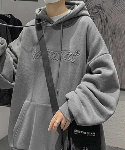WESTBOY（ウエストボーイ）の「【WB ORIGINALS】 Embossing Drop Shoulder Hoodie  WO21S215TP（パーカー・メンズ・グレー/ピンク/ブルー・M/L/XL）」の4枚目の写真