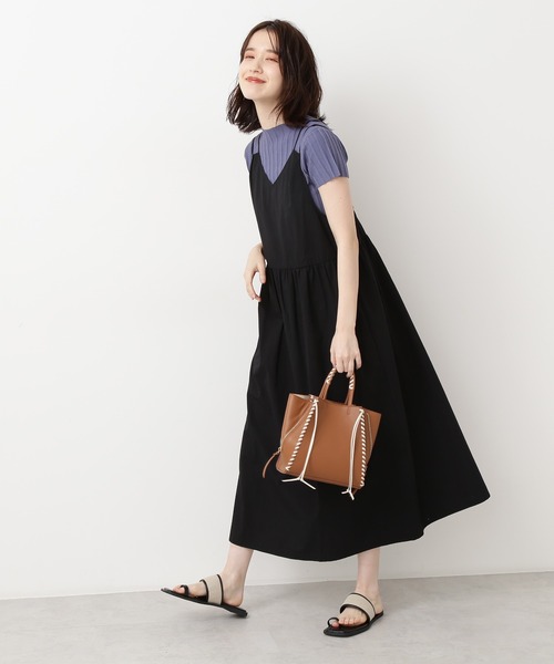 N.（N. Natural Beauty Basic）（エヌエヌナチュラルビューティーベーシック）の「Vネックキャミソールワンピース（ワンピース・レディース・ブルー/ブラック/ベージュ・MEDIUM）」の4枚目の写真