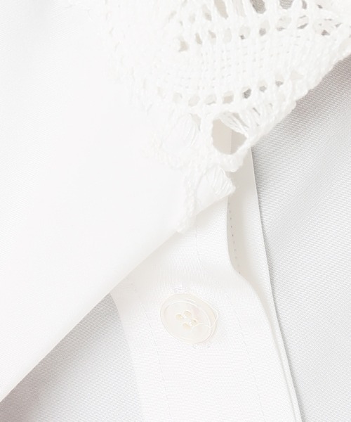 SEEALL（シーオール）の「【SEEALL/シーオール】別注Vレースシャツ◆（シャツ/ブラウス・レディース・ホワイト/カーキ・FREE）」の4枚目の写真