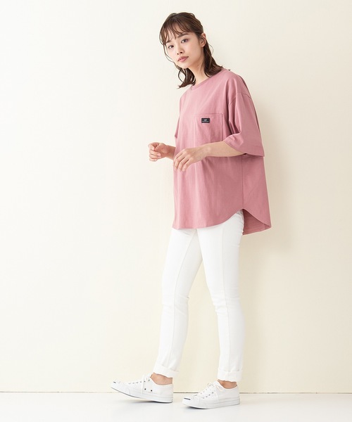 LB/S (エルビーエス)の「【C-17】ポケット付きビッグシルエット(ルーズフィット)ラウンド型Tシャツ(Tシャツ/カットソー・レディース・ブラック/グレー/ホワイト/ピンク・LARGE/MEDIUM)」の12枚目の写真