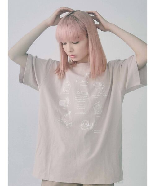 merry jenny（メリージェニー）の「うさぎ図鑑Tee（Tシャツ/カットソー・レディース・ブラック/オフホワイト/ピンク・FREE）」の6枚目の写真