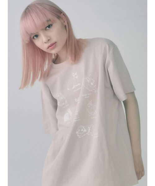 merry jenny（メリージェニー）の「うさぎ図鑑Tee（Tシャツ/カットソー・レディース・ブラック/オフホワイト/ピンク・FREE）」の8枚目の写真