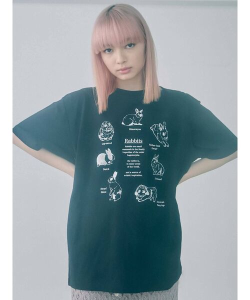 merry jenny（メリージェニー）の「うさぎ図鑑Tee（Tシャツ/カットソー・レディース・ブラック/オフホワイト/ピンク・FREE）」の11枚目の写真