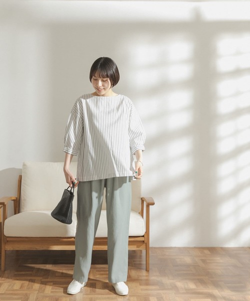 FORK&SPOON（フォークアンドスプーン）の「FORK&SPOON　リンクルエアータックトラウザー（その他パンツ・レディース・ブラック/グレー系その他/グリーン系その他・ONE）」の6枚目の写真