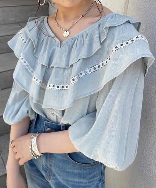 Who Chico フーズフーチコ のファッション Who S シャツ ブラウス トップス 2wayボリュームフリルブラウス シャツ ブラウス Who S