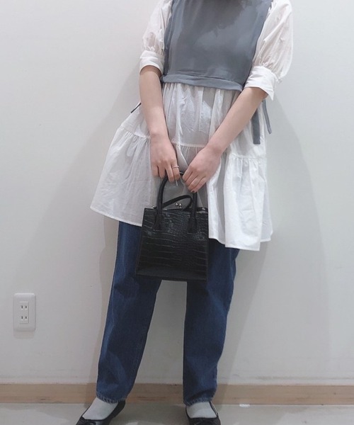 WEGO（ウィゴー）の「WEGO/サイドリボンレイヤードミニワンピース（ワンピース・レディース・サックスブルー/ブラック・FREE）」の3枚目の写真