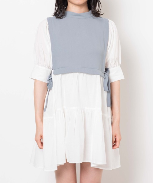 WEGO（ウィゴー）の「WEGO/サイドリボンレイヤードミニワンピース（ワンピース・レディース・サックスブルー/ブラック・FREE）」の16枚目の写真