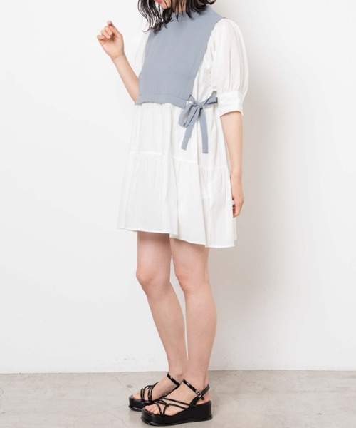 WEGO（ウィゴー）の「WEGO/サイドリボンレイヤードミニワンピース（ワンピース・レディース・サックスブルー/ブラック・FREE）」の13枚目の写真