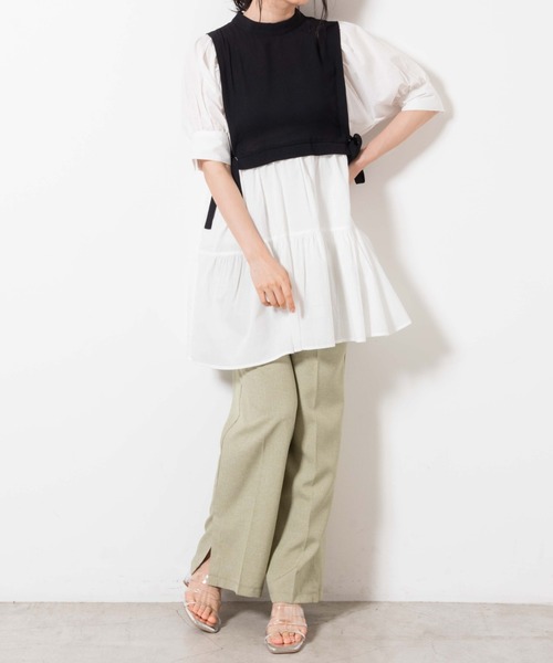 WEGO（ウィゴー）の「WEGO/サイドリボンレイヤードミニワンピース（ワンピース・レディース・サックスブルー/ブラック・FREE）」の11枚目の写真