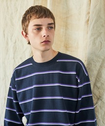 AlexanderLeeChang アレキサンダーリーチャン / PICOT BORDER KNIT ピコットボーダービッグシルエットニット セーター / AC062102