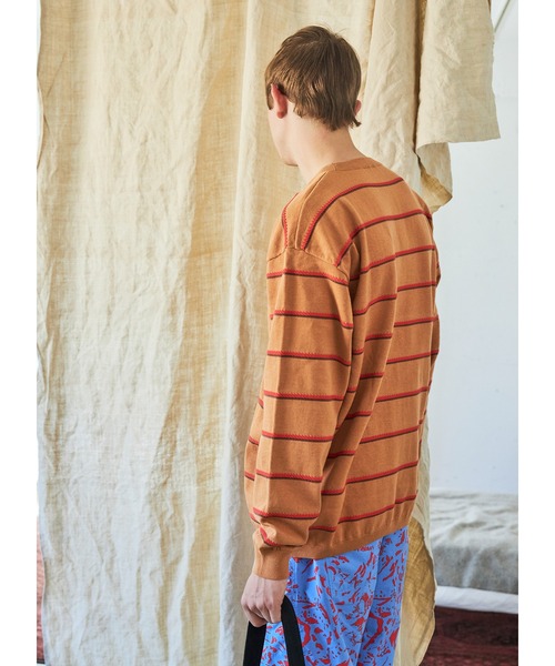 AlexanderLeeChang（アレキサンダーリーチャン）の「AlexanderLeeChang アレキサンダーリーチャン / PICOT BORDER KNIT ピコットボーダービッグシルエットニット セーター / AC062102（ニット/セーター・メンズ・ネイビー/ミント/ブラウン・2/3）」の5枚目の写真