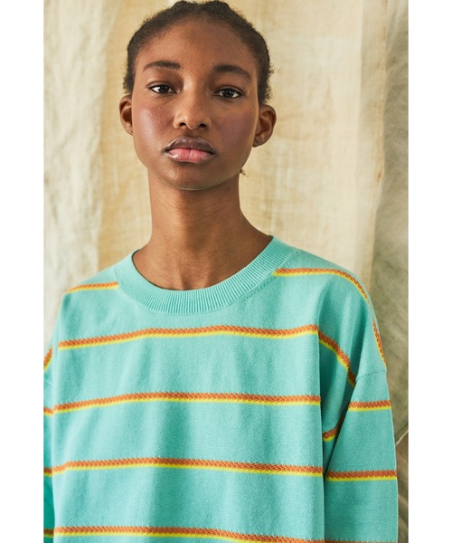 AlexanderLeeChang（アレキサンダーリーチャン）の「AlexanderLeeChang アレキサンダーリーチャン / PICOT BORDER KNIT ピコットボーダービッグシルエットニット セーター / AC062102（ニット/セーター・メンズ・ネイビー/ミント/ブラウン・2/3）」の6枚目の写真