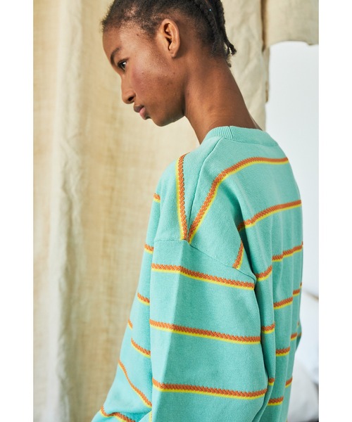 AlexanderLeeChang（アレキサンダーリーチャン）の「AlexanderLeeChang アレキサンダーリーチャン / PICOT BORDER KNIT ピコットボーダービッグシルエットニット セーター / AC062102（ニット/セーター・メンズ・ネイビー/ミント/ブラウン・2/3）」の7枚目の写真