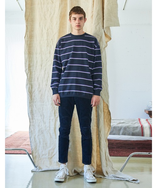 AlexanderLeeChang（アレキサンダーリーチャン）の「AlexanderLeeChang アレキサンダーリーチャン / PICOT BORDER KNIT ピコットボーダービッグシルエットニット セーター / AC062102（ニット/セーター・メンズ・ネイビー/ミント/ブラウン・2/3）」の8枚目の写真