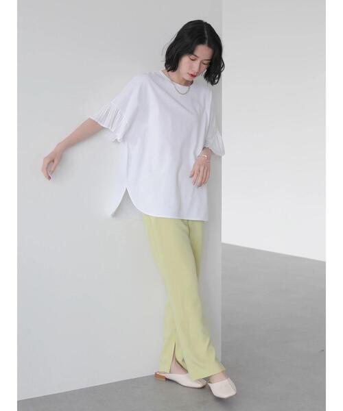 AMERICAN HOLIC(アメリカンホリック)の「異素材プリーツ袖カットプルオーバー *(Tシャツ/カットソー・レディース・ダークネイビー/オフホワイト・M/L)」の9枚目の写真