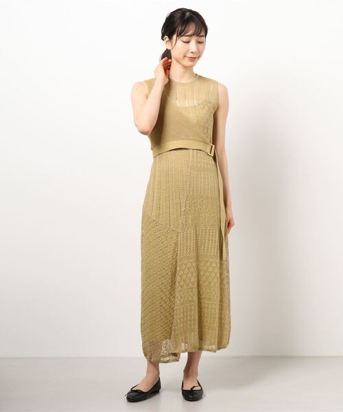 JILL STUART（ジルスチュアート）の「《Exclusive Line》パッチワークニットワンピース（ワンピース・レディース・ベージュ/カーキ・2）」の21枚目の写真