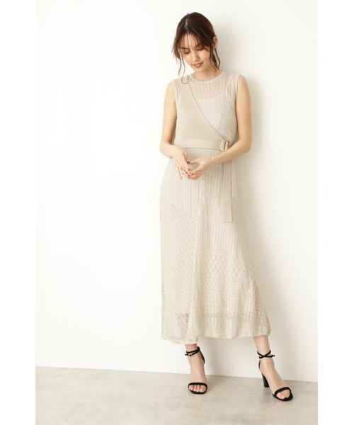 JILL STUART（ジルスチュアート）の「《Exclusive Line》パッチワークニットワンピース（ワンピース・レディース・ベージュ/カーキ・2）」の14枚目の写真