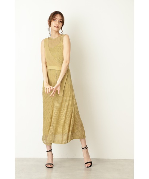 JILL STUART（ジルスチュアート）の「《Exclusive Line》パッチワークニットワンピース（ワンピース・レディース・ベージュ/カーキ・2）」の11枚目の写真