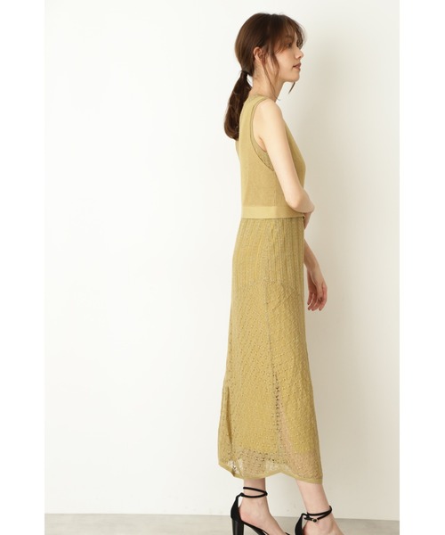 JILL STUART（ジルスチュアート）の「《Exclusive Line》パッチワークニットワンピース（ワンピース・レディース・ベージュ/カーキ・2）」の8枚目の写真