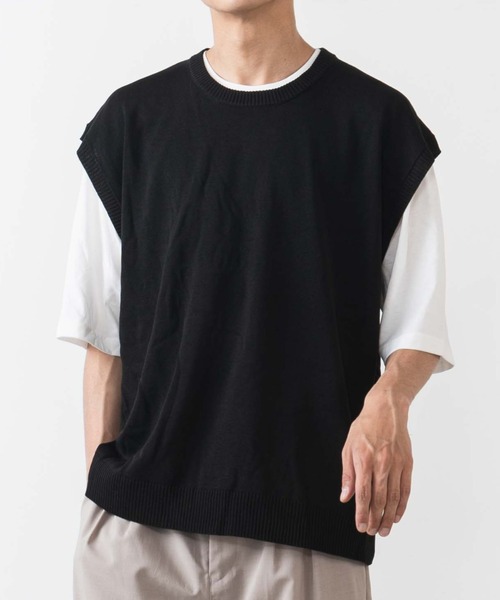 WEGO（ウィゴー）の「WEGO/アンサンブルリネンライクニットベスト（アンサンブル・メンズ・ダークオレンジ/ベージュ/ブラック/グリーン・MEDIUM/LARGE）」の2枚目の写真