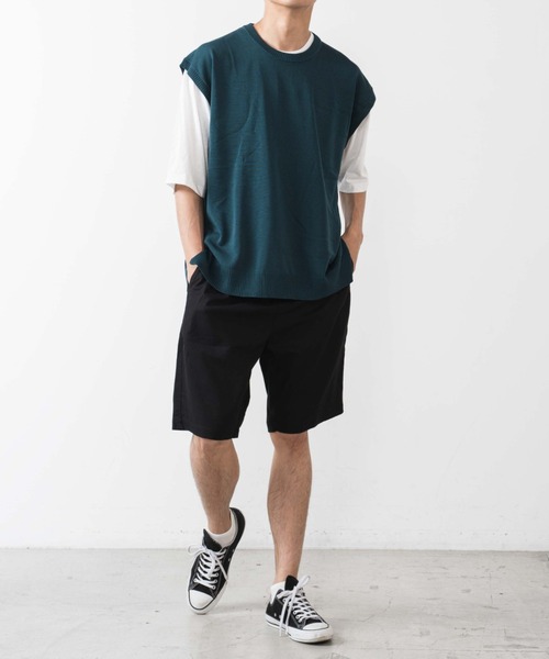 WEGO（ウィゴー）の「WEGO/アンサンブルリネンライクニットベスト（アンサンブル・メンズ・ダークオレンジ/ベージュ/ブラック/グリーン・MEDIUM/LARGE）」の5枚目の写真