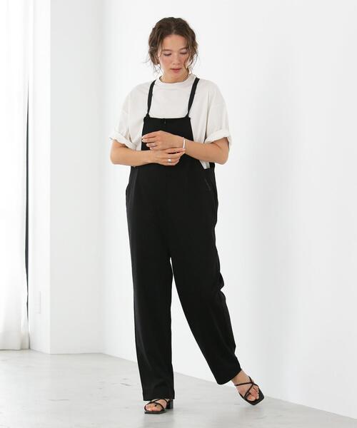 FEELING MADE（フィーリングメイド）の「FEELING MADE ストレッチポンチ テーパード サロペット（サロペット/オーバーオール・レディース・ブラック/オリーブ・SMALL/MEDIUM/LARGE）」の5枚目の写真