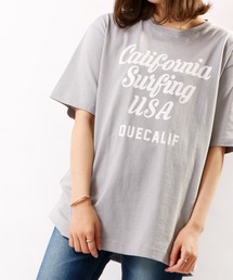 Que USAコットン天竺プリントT