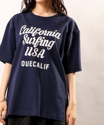Que USAコットン天竺プリントＴ