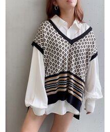 ジャガードニットベスト