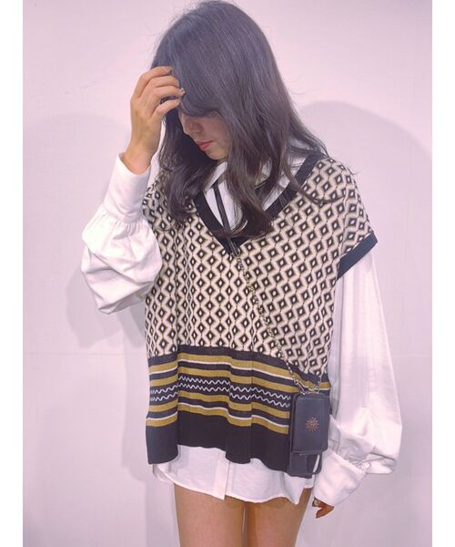 EVRIS（エヴリス）の「ジャガードニットベスト（ニット/セーター・レディース・ブラック/ベージュ・FREE）」の17枚目の写真