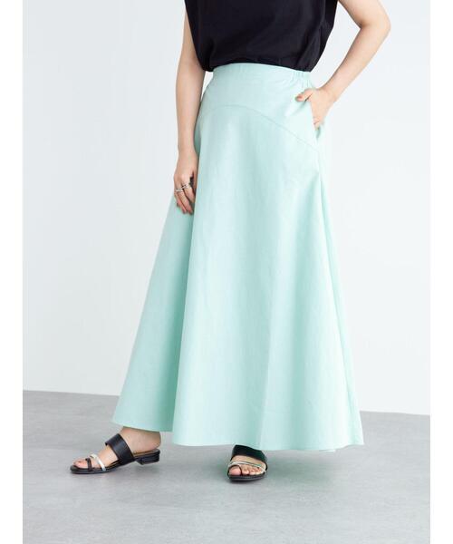 Green　Parks（グリーンパークス）の「ベルギーリネンブレンド 切替スカート＊（スカート・レディース・チャコールグレー/オレンジ/グリーン/モカ・FREE）」の9枚目の写真